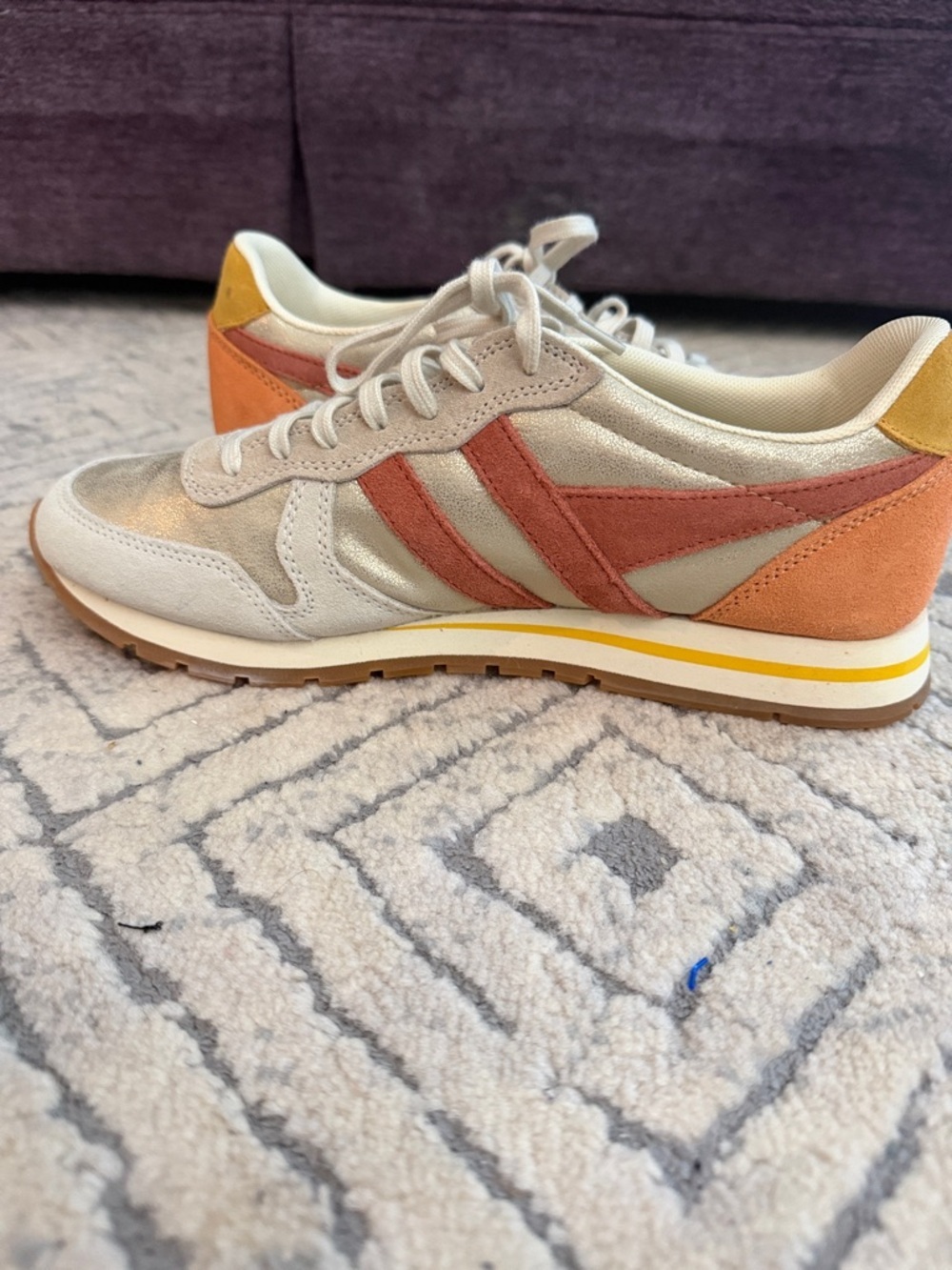 Gola Women's Metallic Silver Sneaker with Orange & Tan Accents - Picture 6 of 10